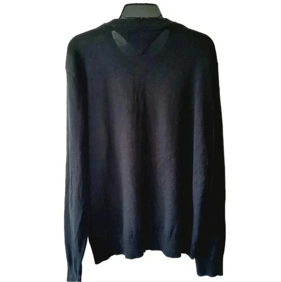 Tommy Hilfiger Men's Argyle Pullover Black Sweater - Picture 4 of 10